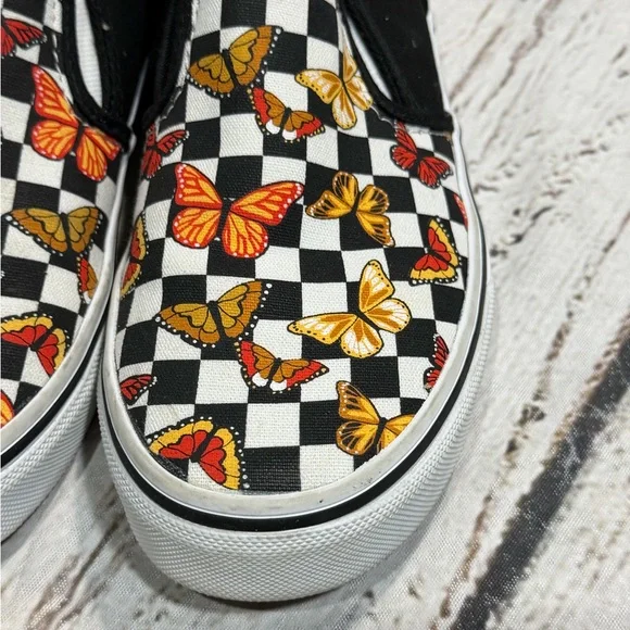 Vans Asher Butterfly Checkerboard Girls Slip On Shoes Sneakers - Picture 2 of 9